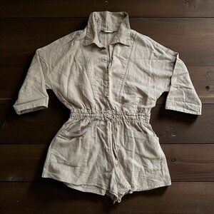 ZARA Women's Beige Linen Blend Romper Size Medium